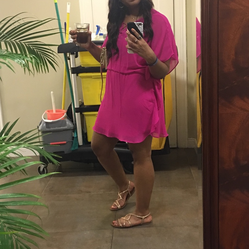 Express Hot Pink Butterfly Sleeve Dress